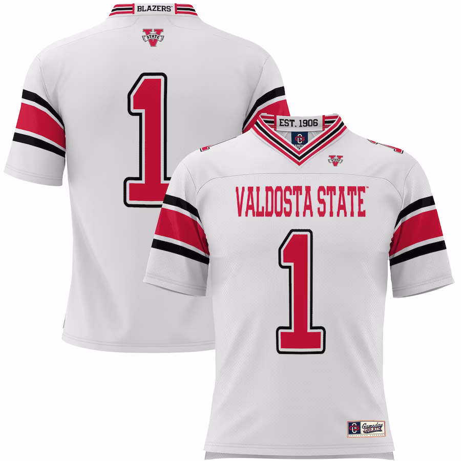 #1 Valdosta State Blazers GameDay Greats Youth Endzone Football Jersey - White - ujerseystore