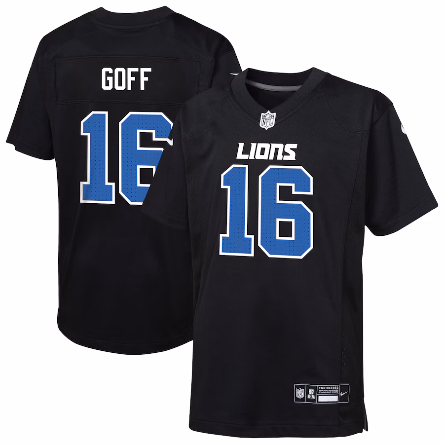 Youth Detroit Lions Jared Goff Nike Carbon Black Fashion Game Jersey - ujerseystore