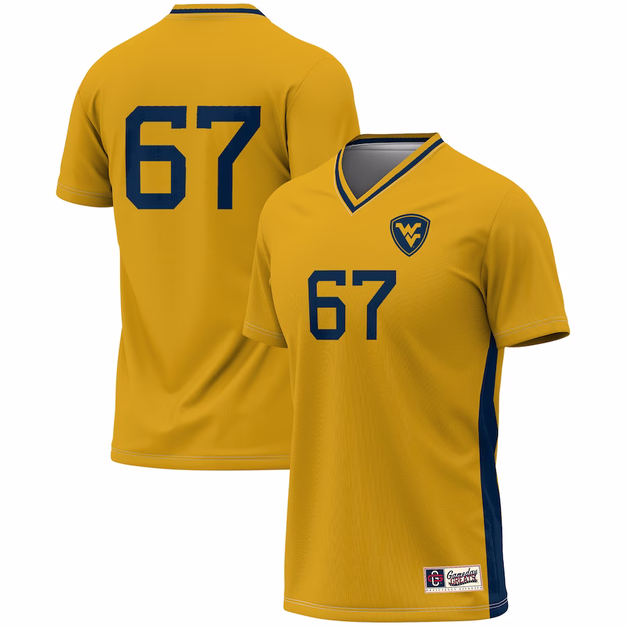 #1 West Virginia Mountaineers GameDay Greats Unisex Lightweight Soccer Fashion Jersey - Gold - ujerseystore
