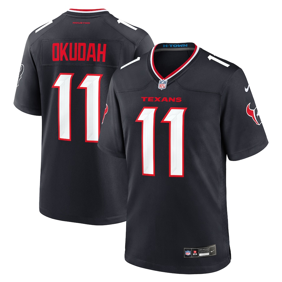Men's Houston Texans Jeff Okudah Nike  Navy Team Game Jersey - ujerseystore