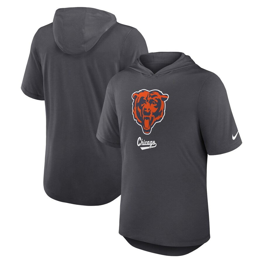 Men's Chicago Bears Nike Anthracite Tri-Blend Performance Hoodie T-Shirt - ujerseystore