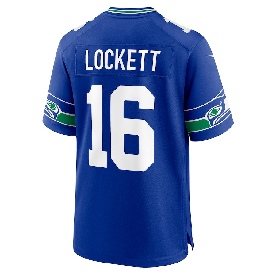 Men's Seattle Seahawks Tyler Lockett Nike Royal Throwback Player Game Jersey - ujerseystore