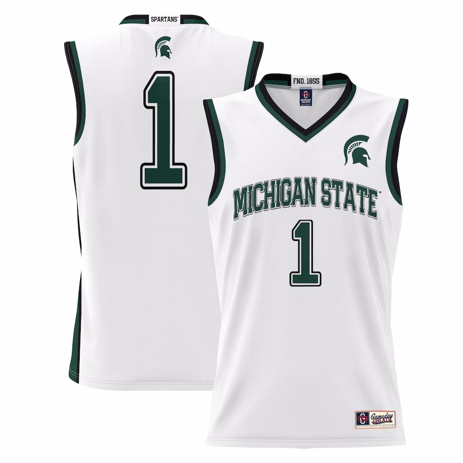 #1  Michigan State Spartans GameDay Greats  Lightweight Basketball Jersey - White - ujerseystore