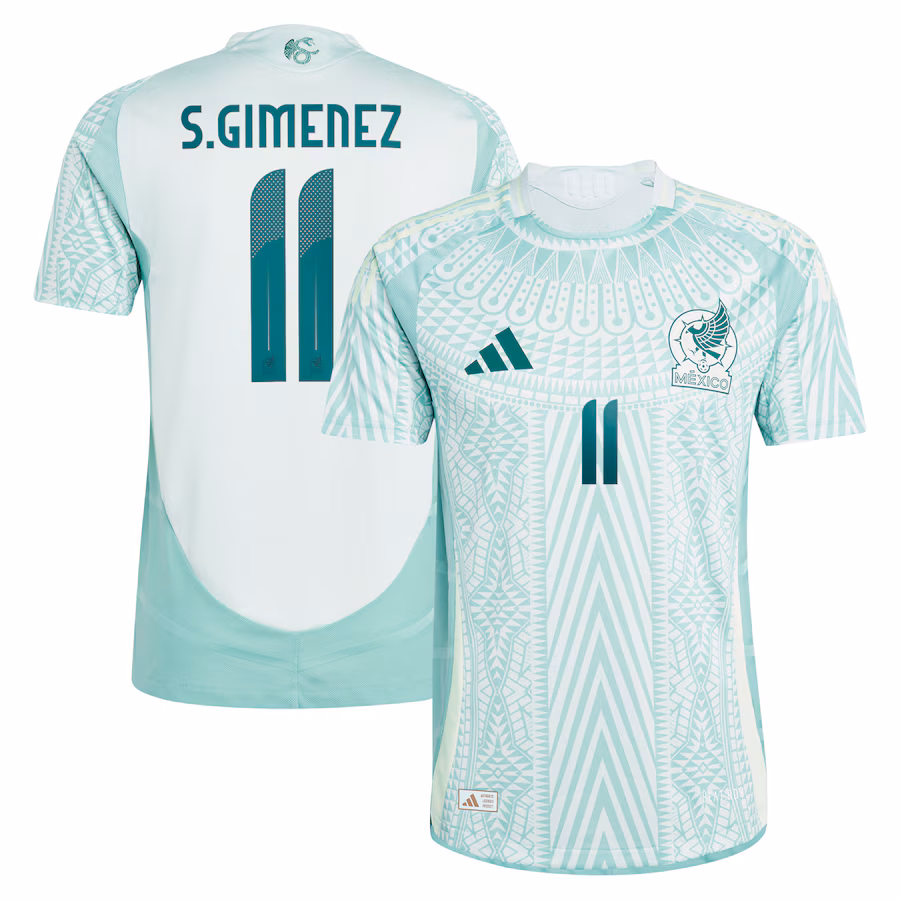 Men's Mexico National Team Santiago Giménez adidas Green 2024 Away Authentic Player Jersey - ujerseystore