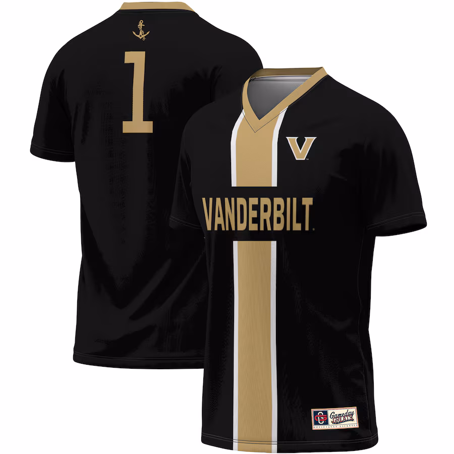 Unisex ProSphere #1 Black Vanderbilt Commodores Lightweight Soccer Jersey - ujerseystore