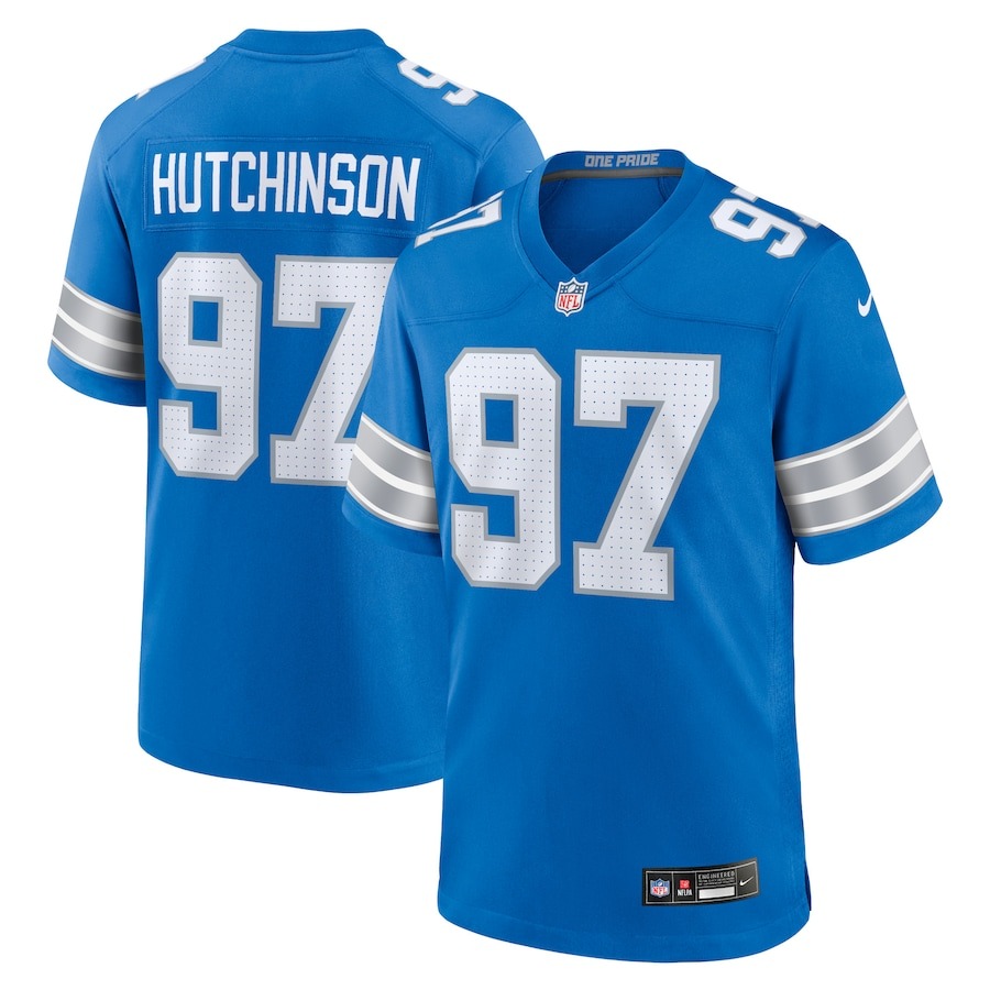 Men's Detroit Lions Aidan Hutchinson Nike Blue Game Jersey - ujerseystore
