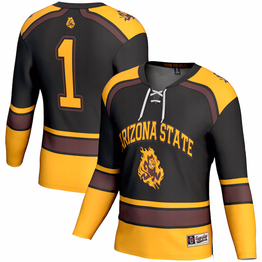 Men's GameDay Greats #1 Black Arizona State Sun Devils Men's Ice Hockey Fashion Jersey - ujerseystore