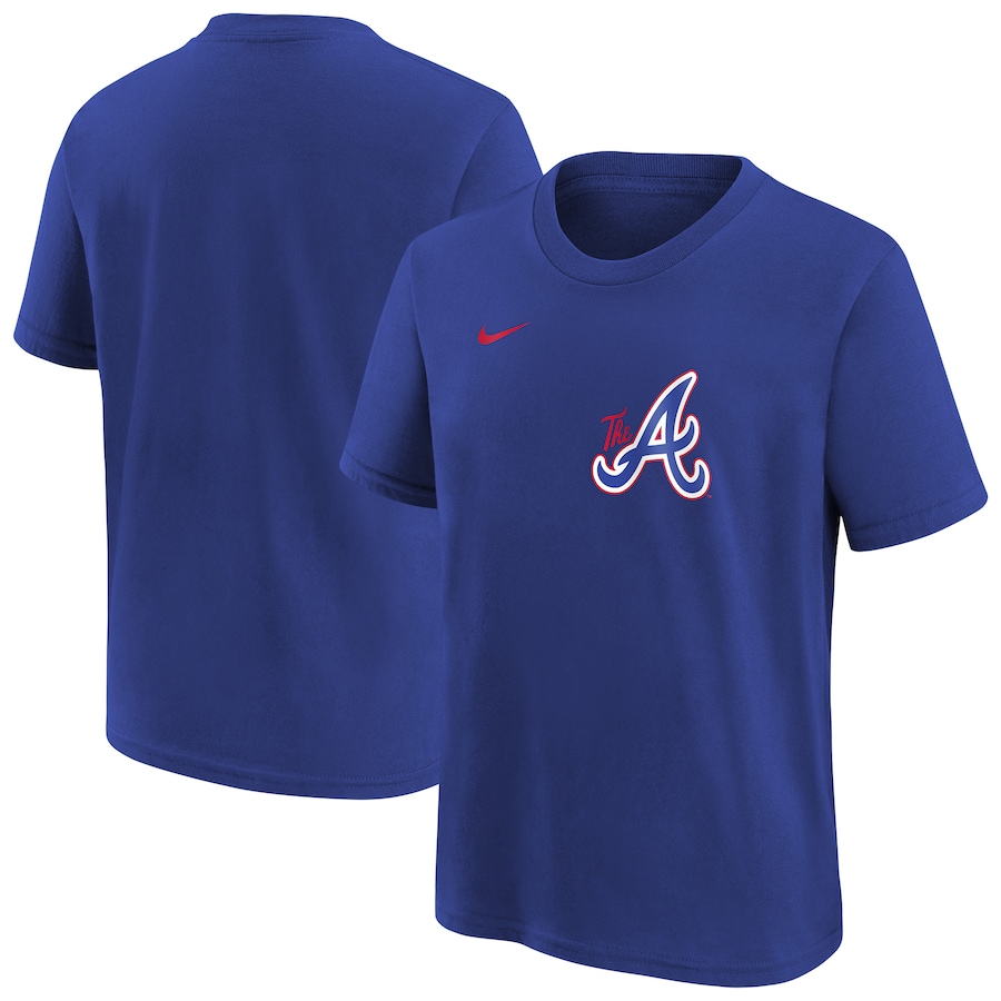Youth Atlanta Braves Nike Royal City Connect Wordmark T-Shirt - ujerseystore