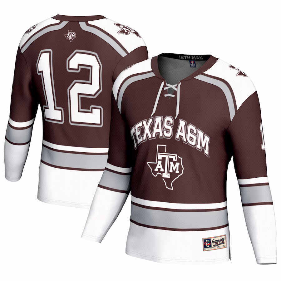 #12 Texas A&M Aggies GameDay Greats Youth Hockey Fashion Jersey - Maroon - ujerseystore