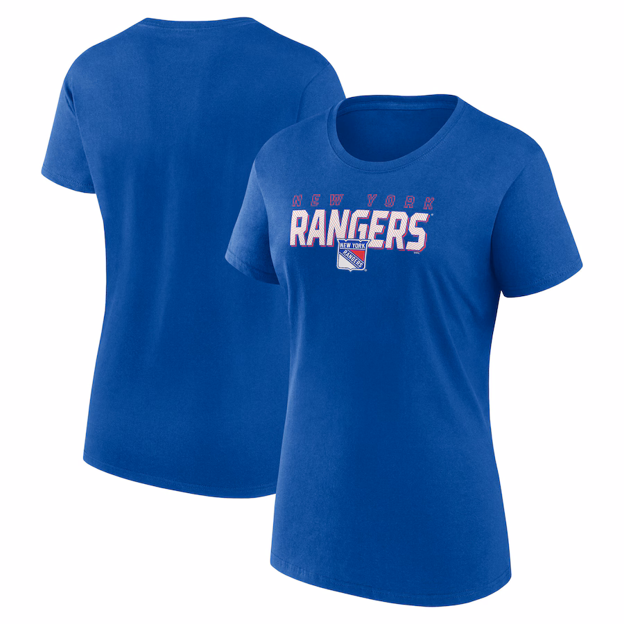 Women's New York Rangers Blue Launch Scoop Neck T-Shirt - ujerseystore