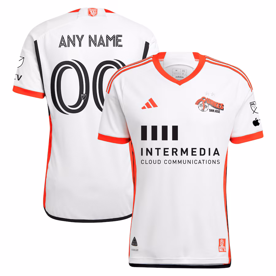 Men's San Jose Earthquakes  adidas White 2024 The 50 Kit Authentic Custom Jersey - ujerseystore