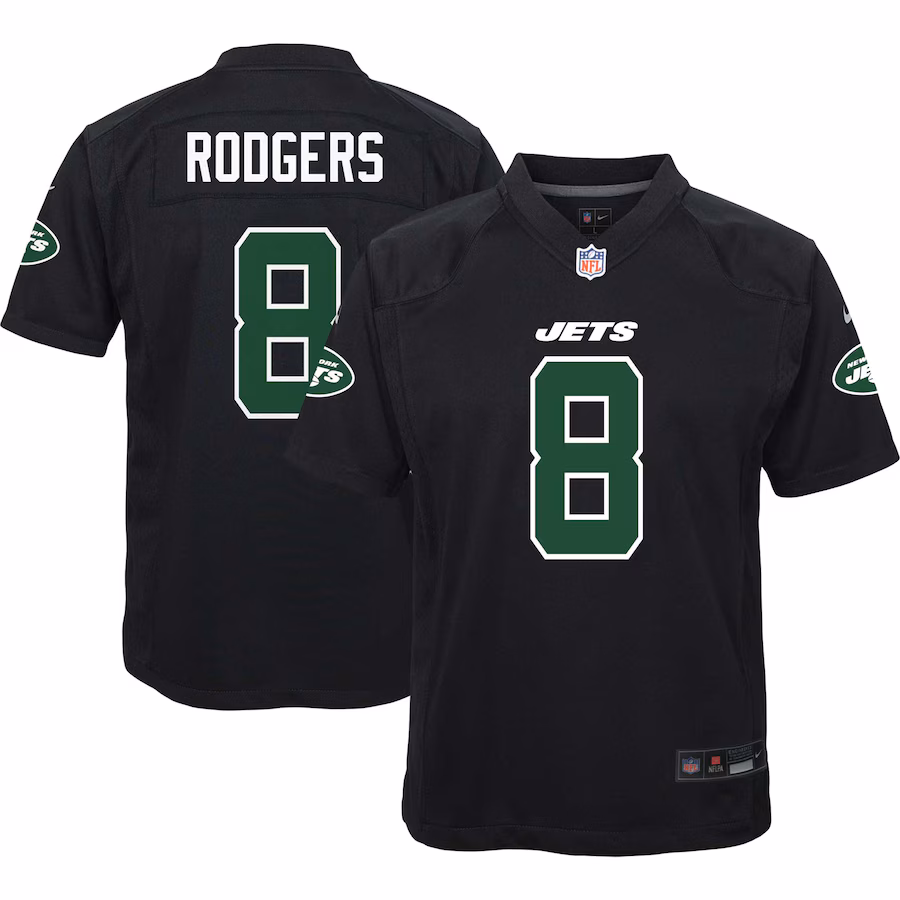 Youth New York Jets Aaron Rodgers Nike Black Game Fashion Jersey - ujerseystore