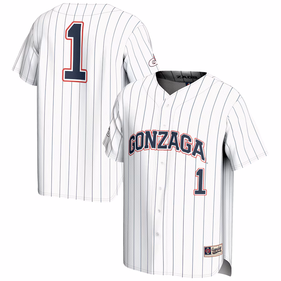 Youth GameDay Greats #1 White Gonzaga Bulldogs Lightweight Baseball Jersey - ujerseystore