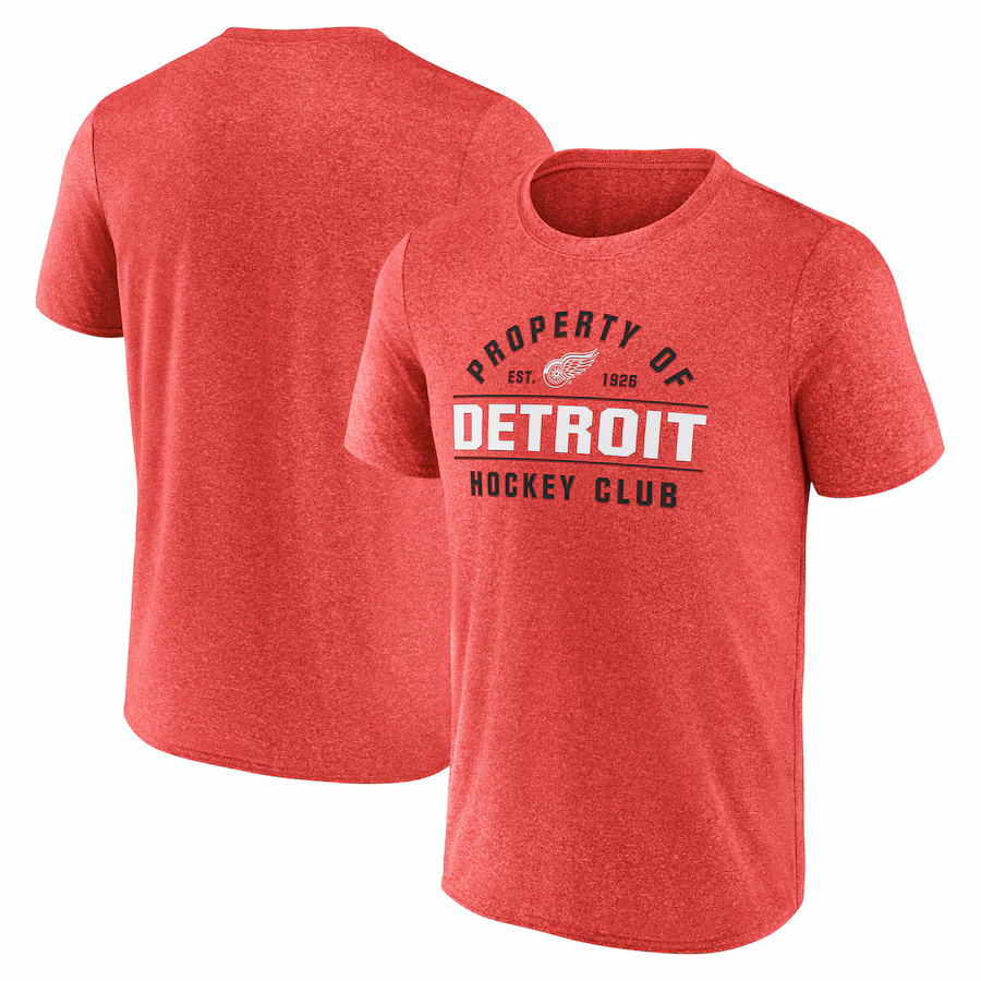 Men's Detroit Red Wings Fanatics Heather Red Property Of T-Shirt - ujerseystore