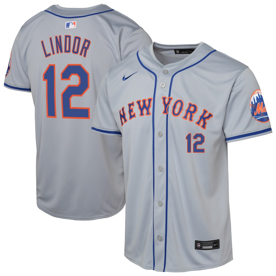 Youth New York Mets Francisco Lindor Nike Gray Road Limited Player Jersey - ujerseystore