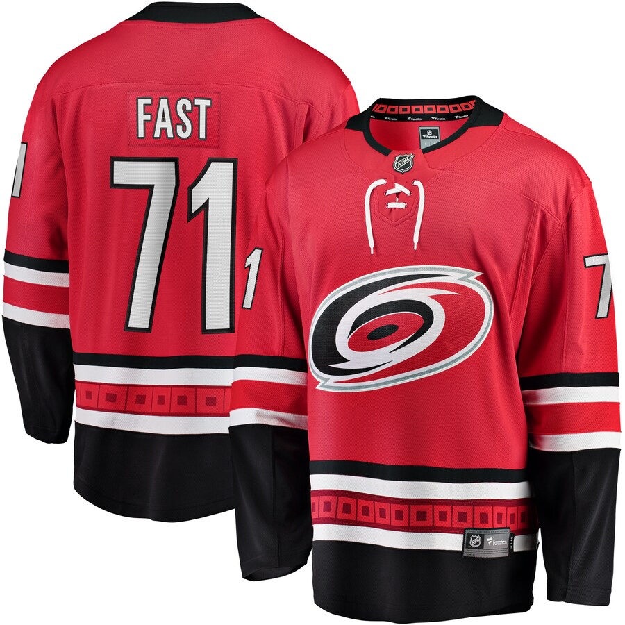 Men's Carolina Hurricanes Jesper Fast Fanatics Branded Red Alternate Breakaway Jersey - ujerseystore