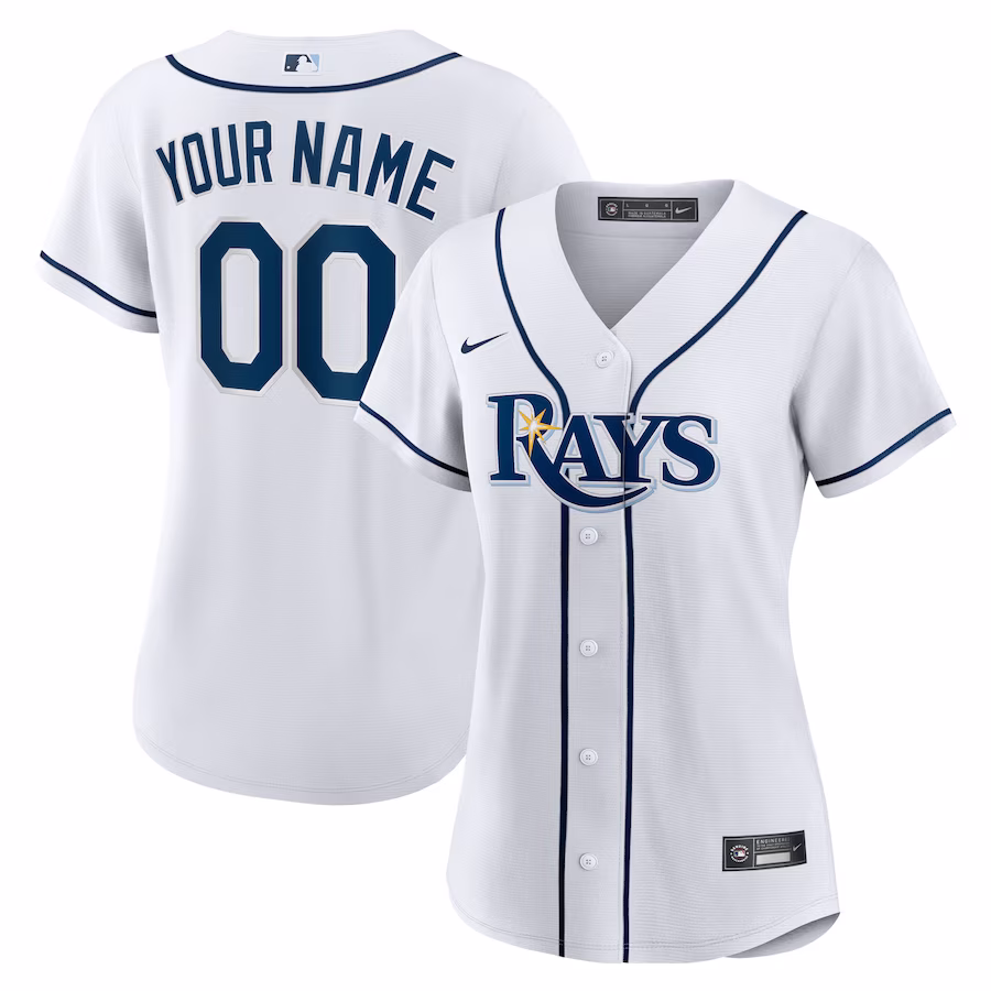 Women's Tampa Bay Rays Nike White Home Replica Custom Jersey - ujerseystore
