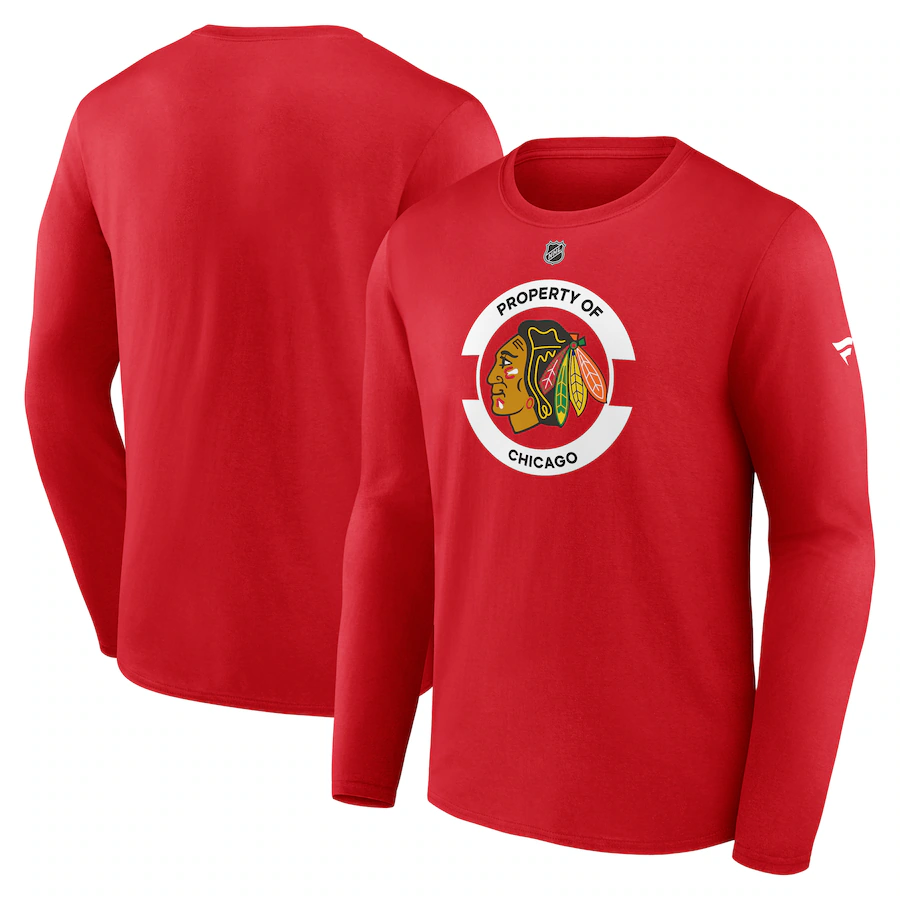 Men's Chicago Blackhawks Fanatics Red Authentic Pro Core Secondary Long Sleeve T-Shirt - ujerseystore