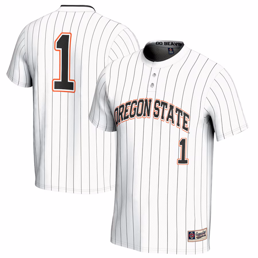 #1 Oregon State Beavers GameDay Greats Unisex Softball Fashion Jersey - White - ujerseystore