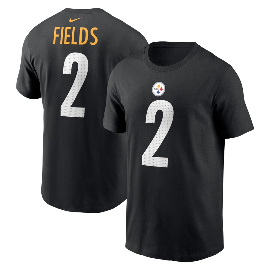Men's Pittsburgh Steelers Justin Fields Nike Black Player Name & Number T-Shirt - ujerseystore