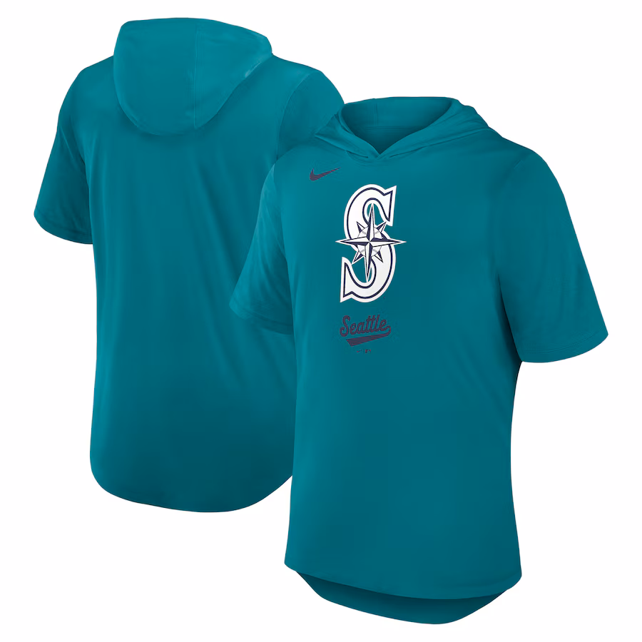 Men's Seattle Mariners Nike Aqua Tri-Blend Hoodie T-Shirt - ujerseystore