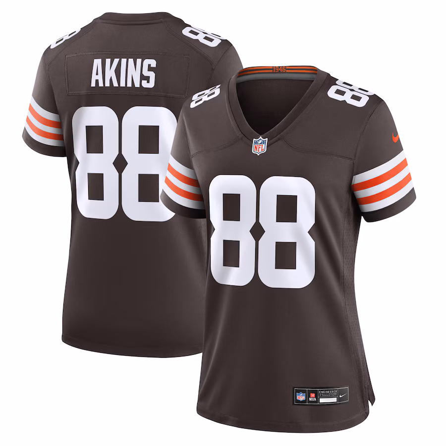 Women's Cleveland Browns Jordan Akins Nike Brown Game Jersey - ujerseystore