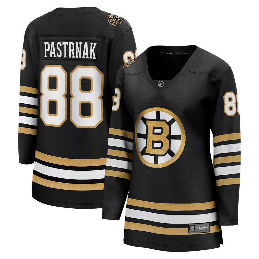 Women's Boston Bruins David Pastrnak Fanatics Branded Black 100th Anniversary Premier Breakaway Player Jersey - ujerseystore