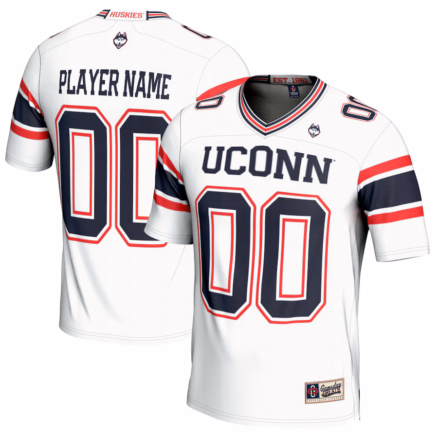 UConn Huskies GameDay Greats Youth NIL Pick-A-Player Football Jersey - White - ujerseystore