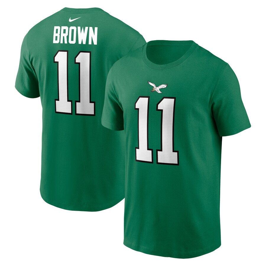 Men's Philadelphia Eagles A.J. Brown Nike Kelly Green Alternate Player Name & Number T-Shirt - ujerseystore