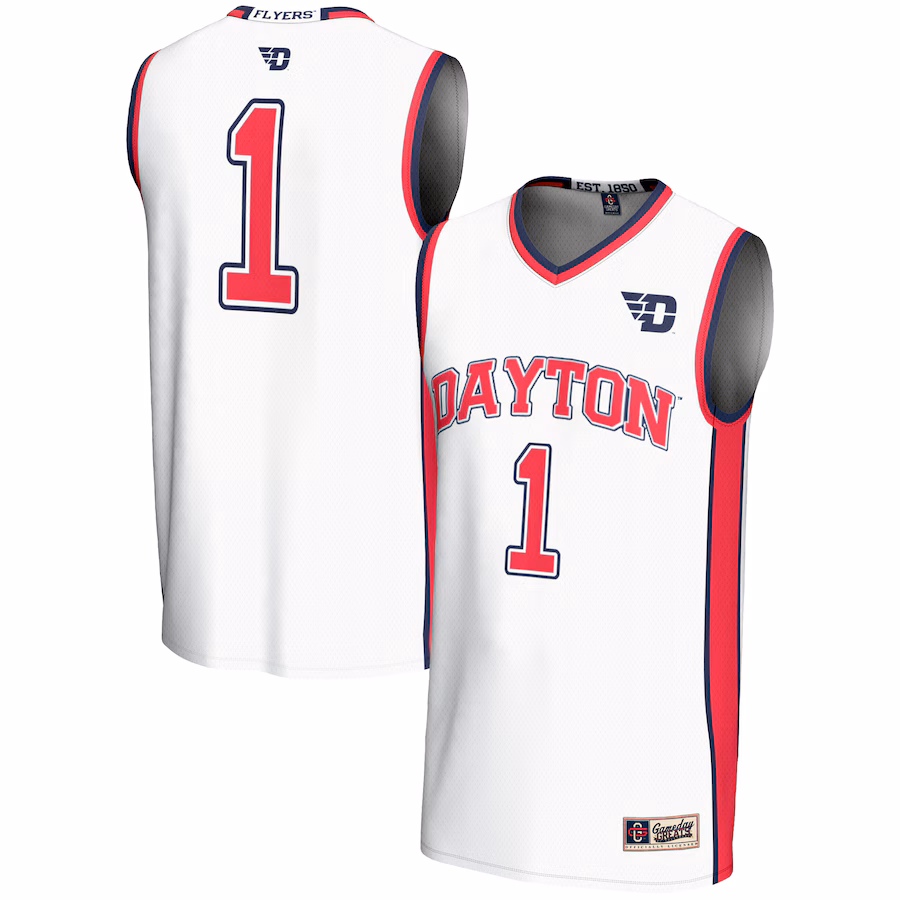 Youth GameDay Greats White #1 Dayton Flyers Lightweight Basketball Jersey - ujerseystore