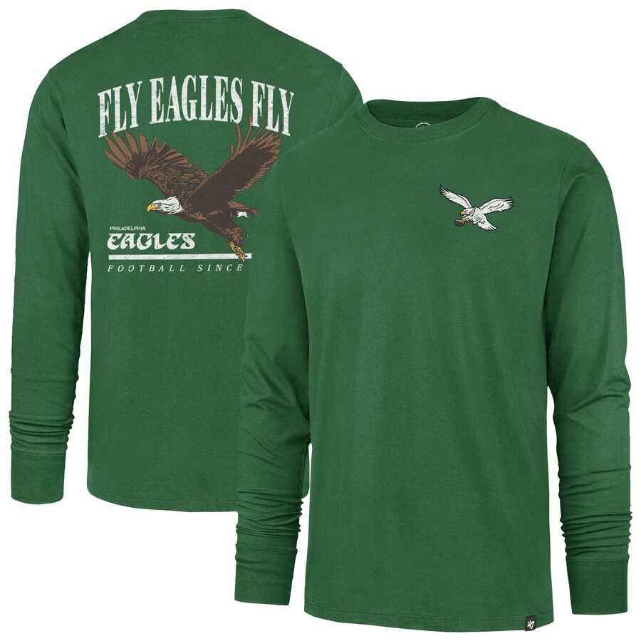 Men's Philadelphia Eagles '47 Kelly Green Regional Backer Franklin Long Sleeve T-Shirt - ujerseystore