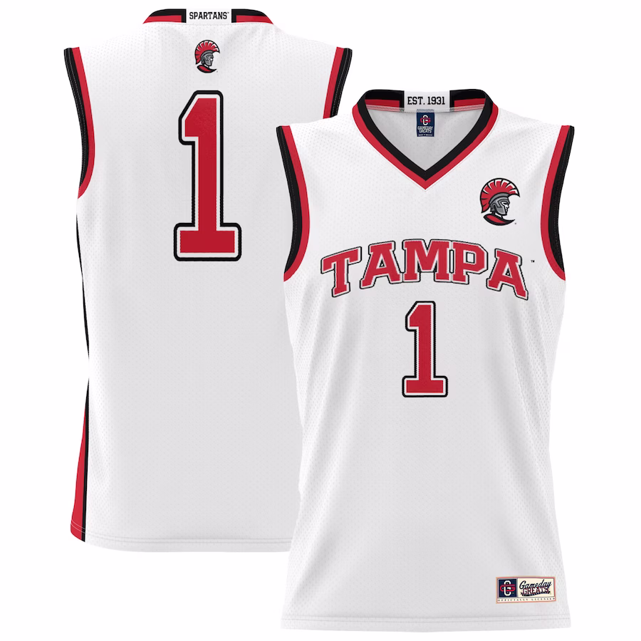 #1 Tampa Spartans GameDay Greats Youth Lightweight Basketball Jersey - White - ujerseystore