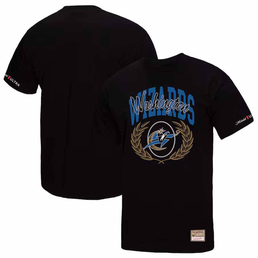 Men's Washington Wizards Mitchell & Ness Black NBA x Michelob Ultra Rewind II T-Shirt - ujerseystore