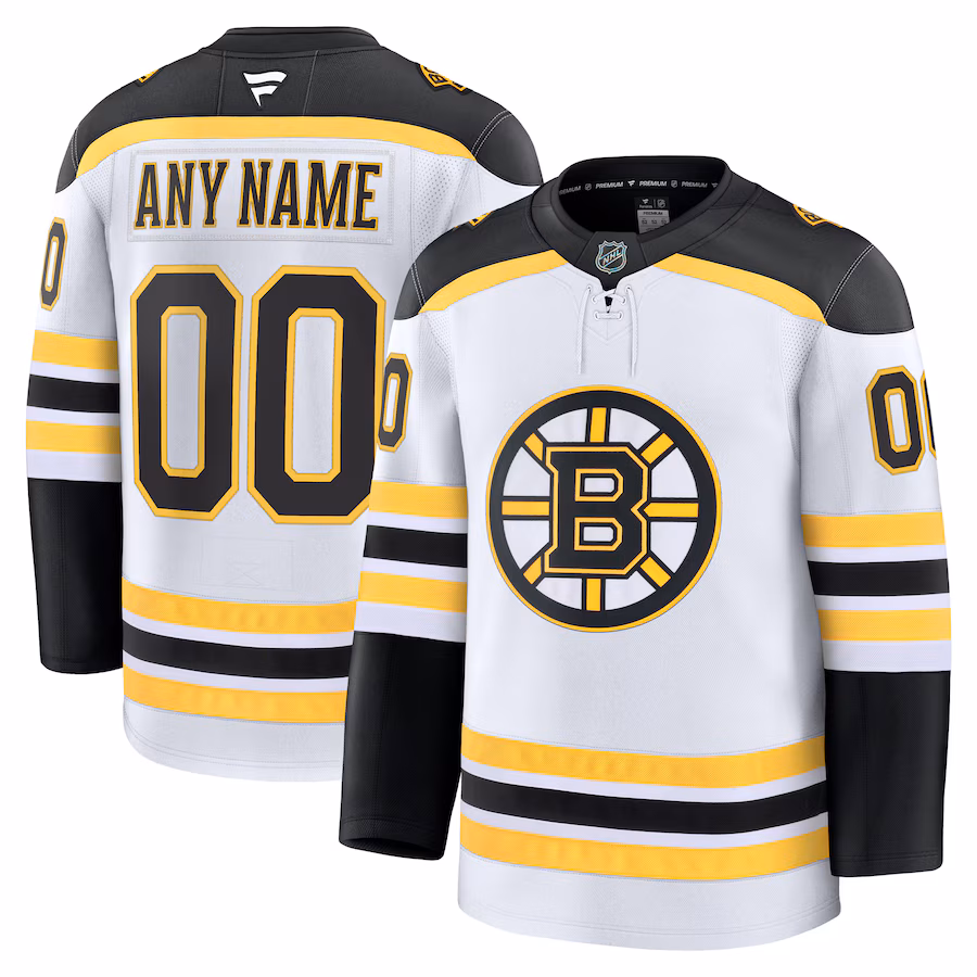 Men's Boston Bruins Fanatics White Away Premium Custom Jersey - ujerseystore