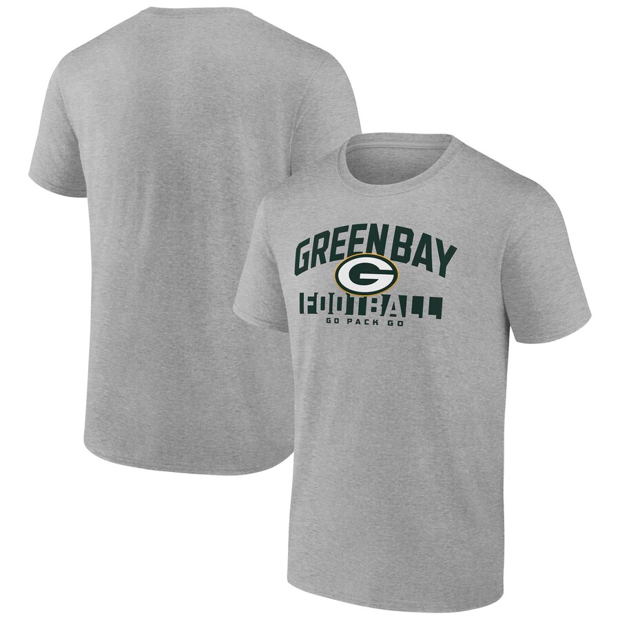 Men's Green Bay Packers Fanatics Heather Gray Screen Blocking T-Shirt - ujerseystore