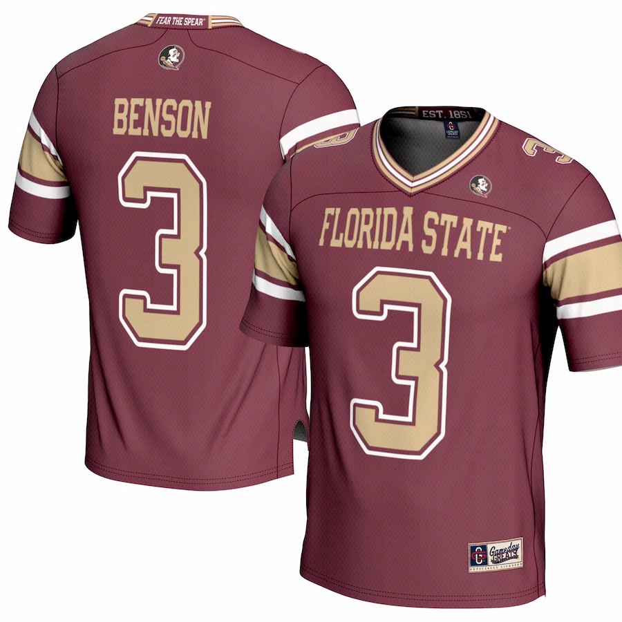 Trey Benson Florida State Seminoles GameDay Greats NIL Player Football Jersey - Garnet - ujerseystore