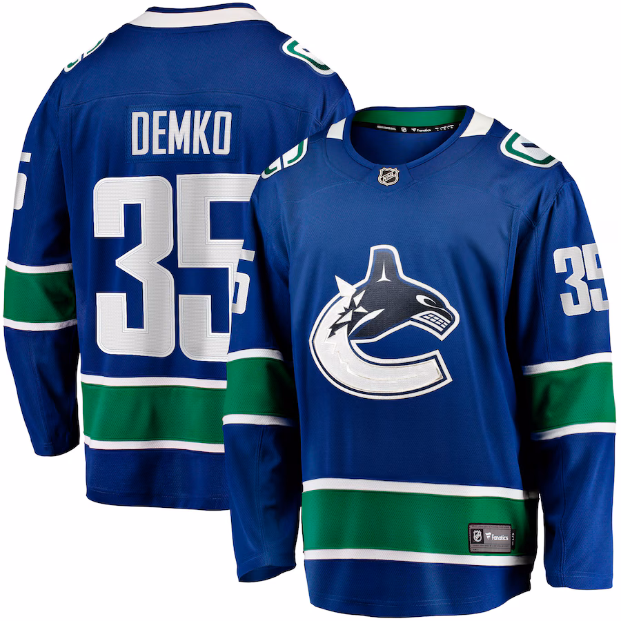 Men's Vancouver Canucks Thatcher Demko Fanatics Blue Home Breakaway Jersey - ujerseystore