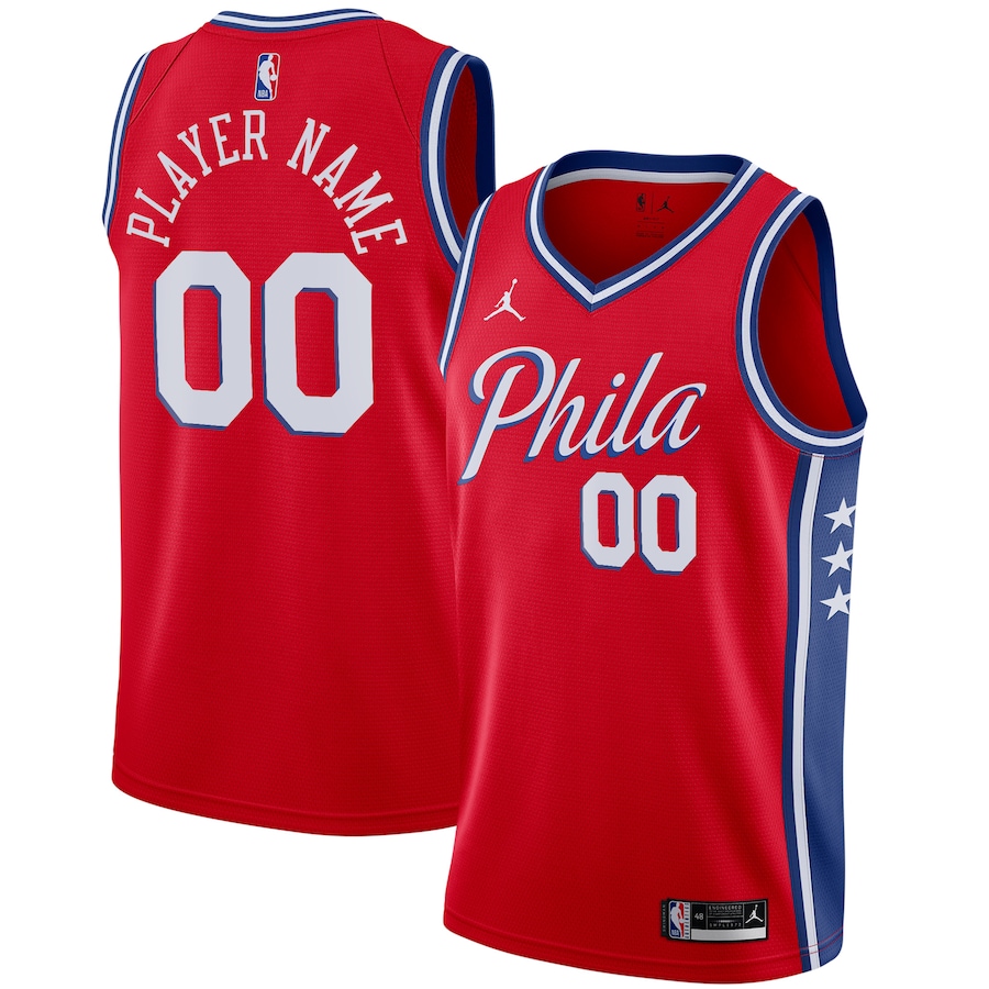 Men's Philadelphia 76ers Jordan Brand Red Swingman Custom Jersey - Statement Edition - ujerseystore