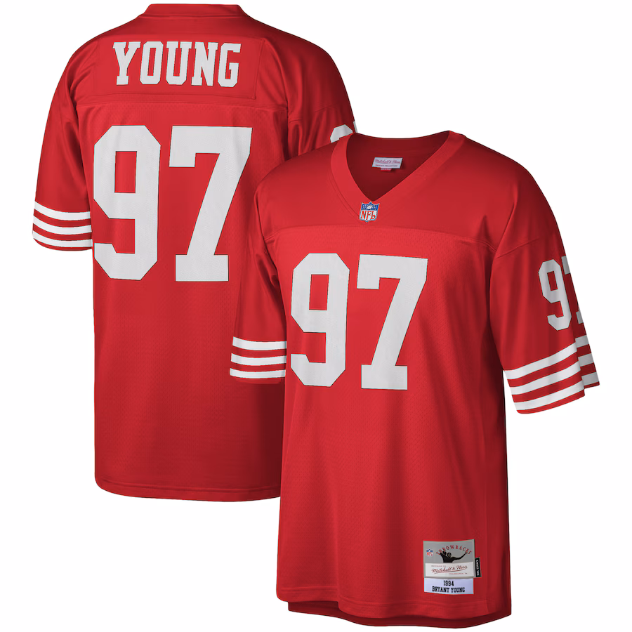 Men's San Francisco 49ers Bryant Young Mitchell & Ness Scarlet Legacy Replica Jersey - ujerseystore
