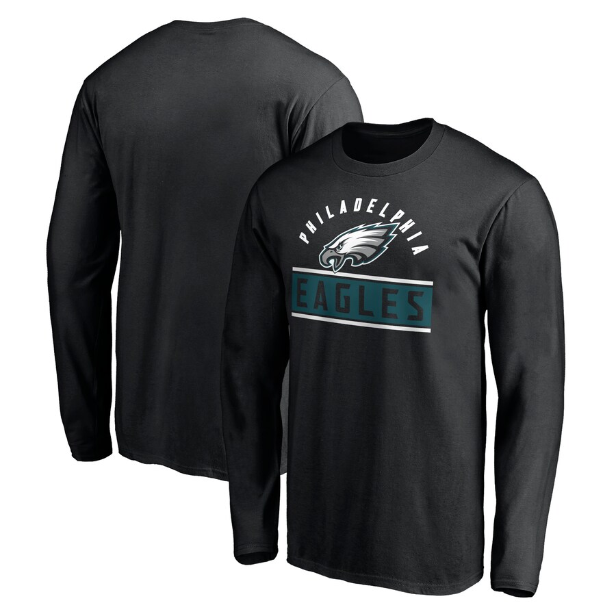 Men's Philadelphia Eagles Black Team Arch Knockout Long Sleeve T-Shirt - ujerseystore
