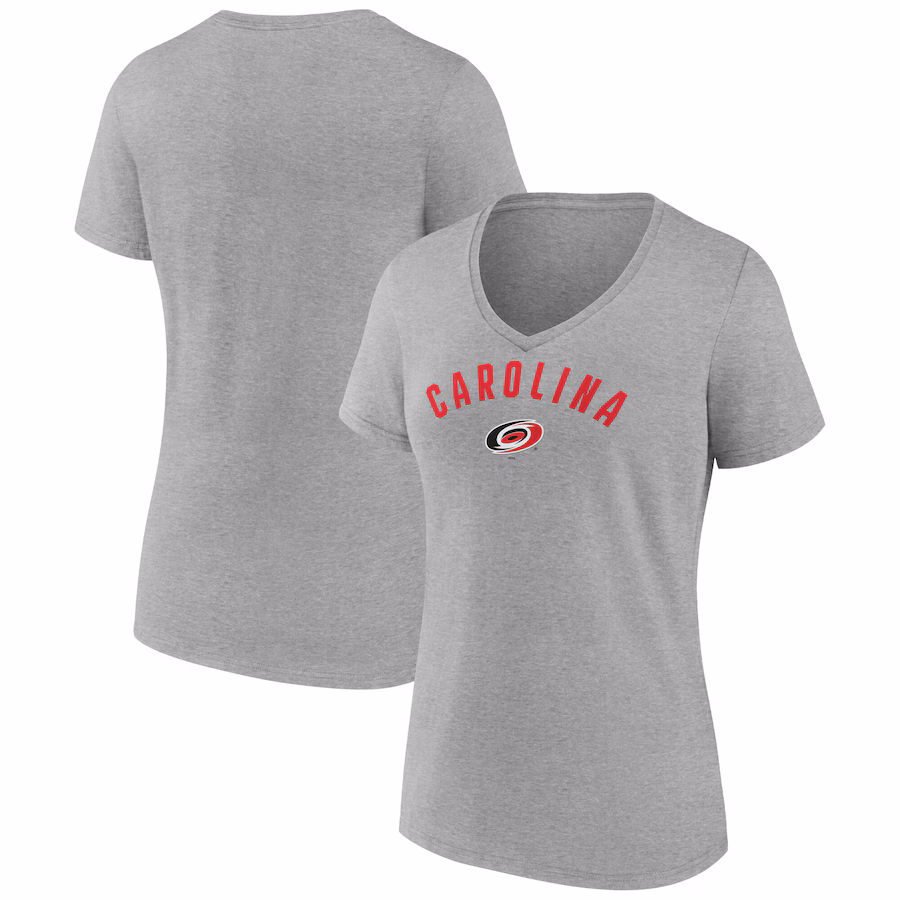 Women's Carolina Hurricanes Fanatics Gray V-Neck T-Shirt - ujerseystore