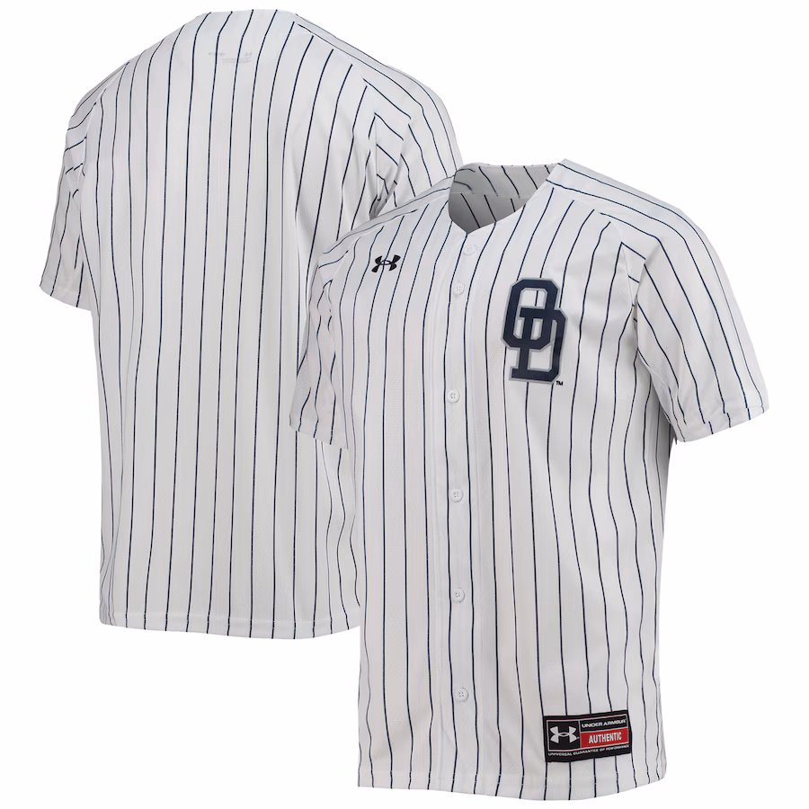 Men's Under Armour White Old Dominion Monarchs Pinstripe Replica Baseball Jersey - ujerseystore