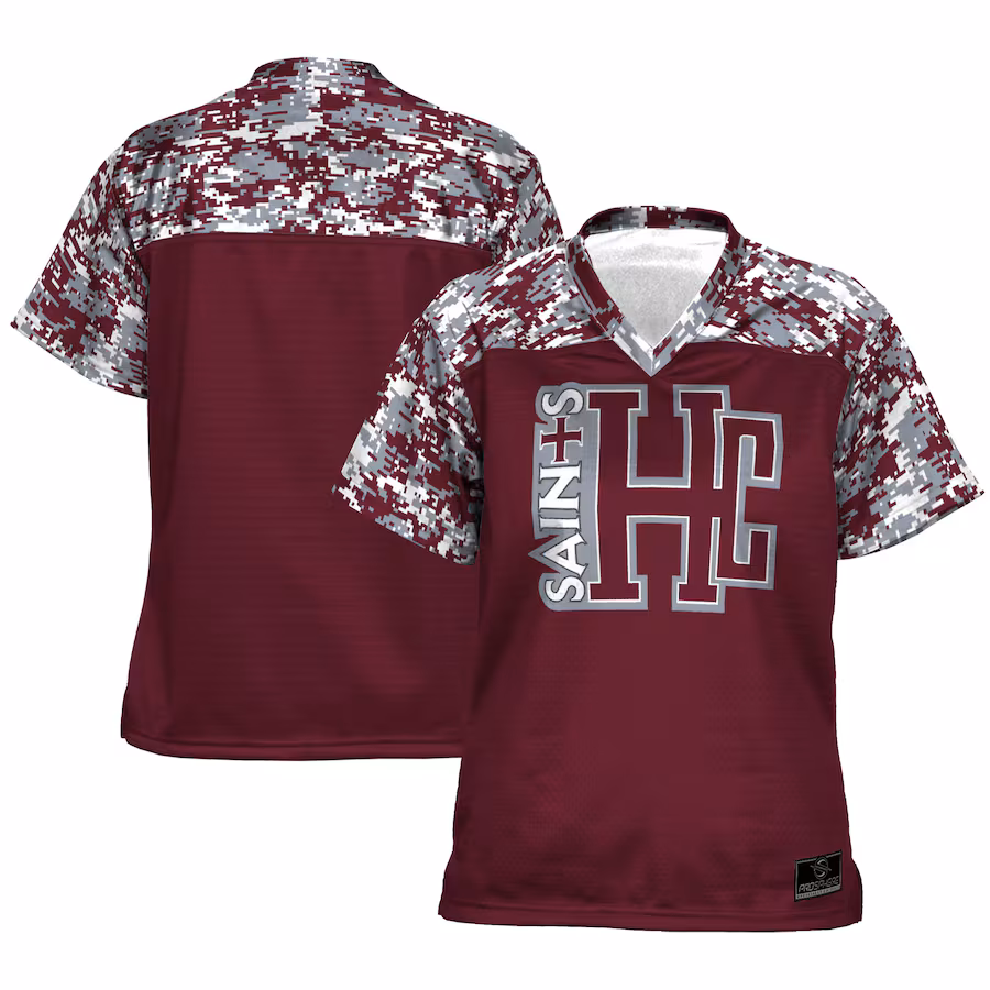Women's ProSphere Maroon Holy Cross Saints Camo Football Jersey - ujerseystore