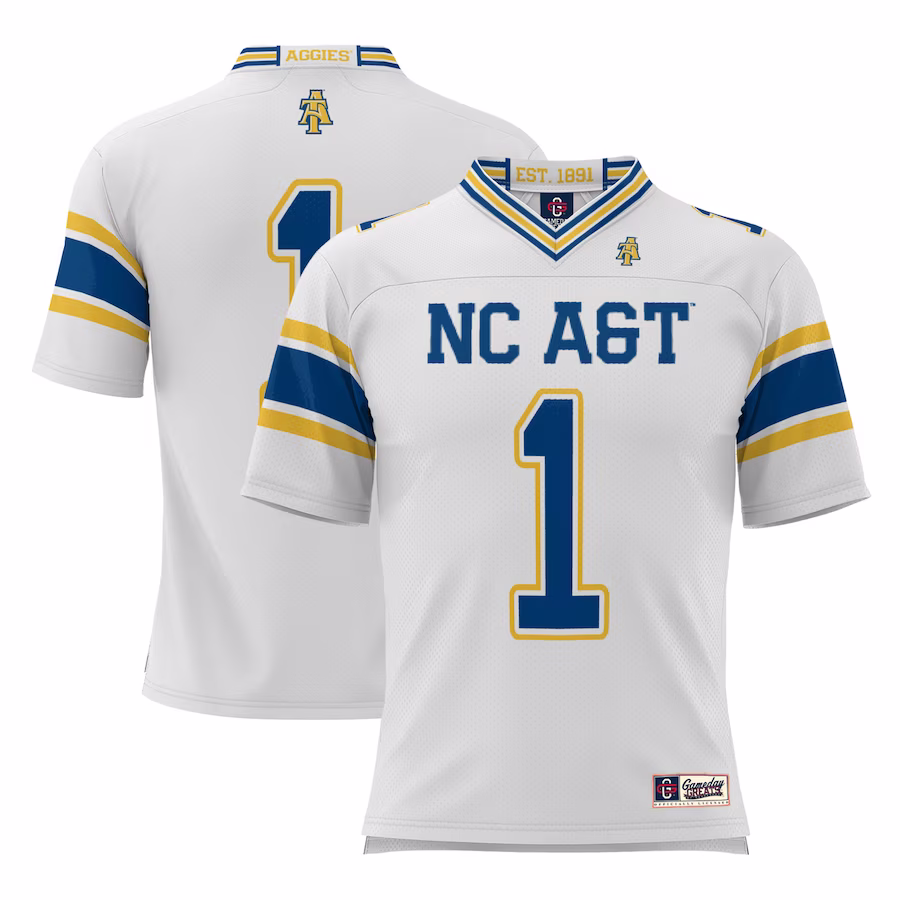 #1 North Carolina A&T Aggies GameDay Greats Youth Football Jersey - White - ujerseystore