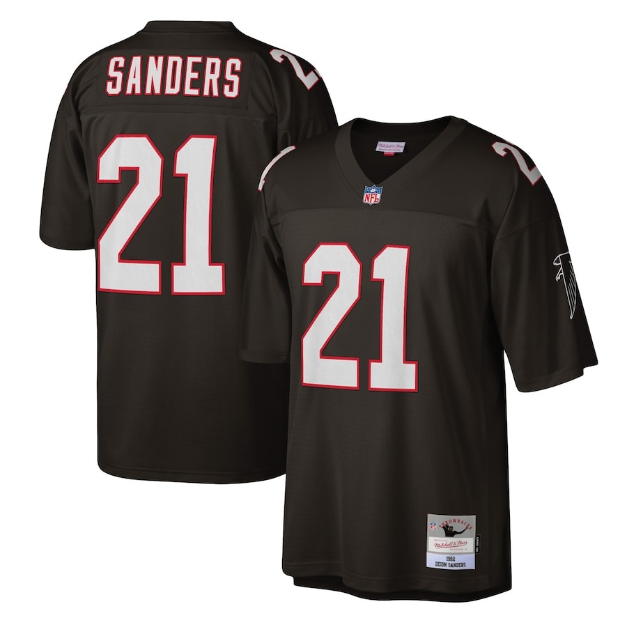 Men's Atlanta Falcons Deion Sanders Mitchell & Ness Black Legacy Replica Jersey - ujerseystore