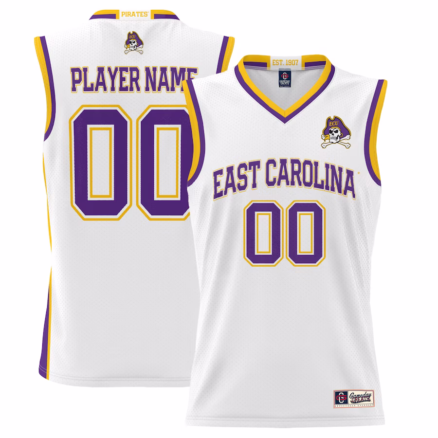 ECU Pirates GameDay Greats Youth NIL Pick-A-Player Lightweight Basketball Jersey - White - ujerseystore