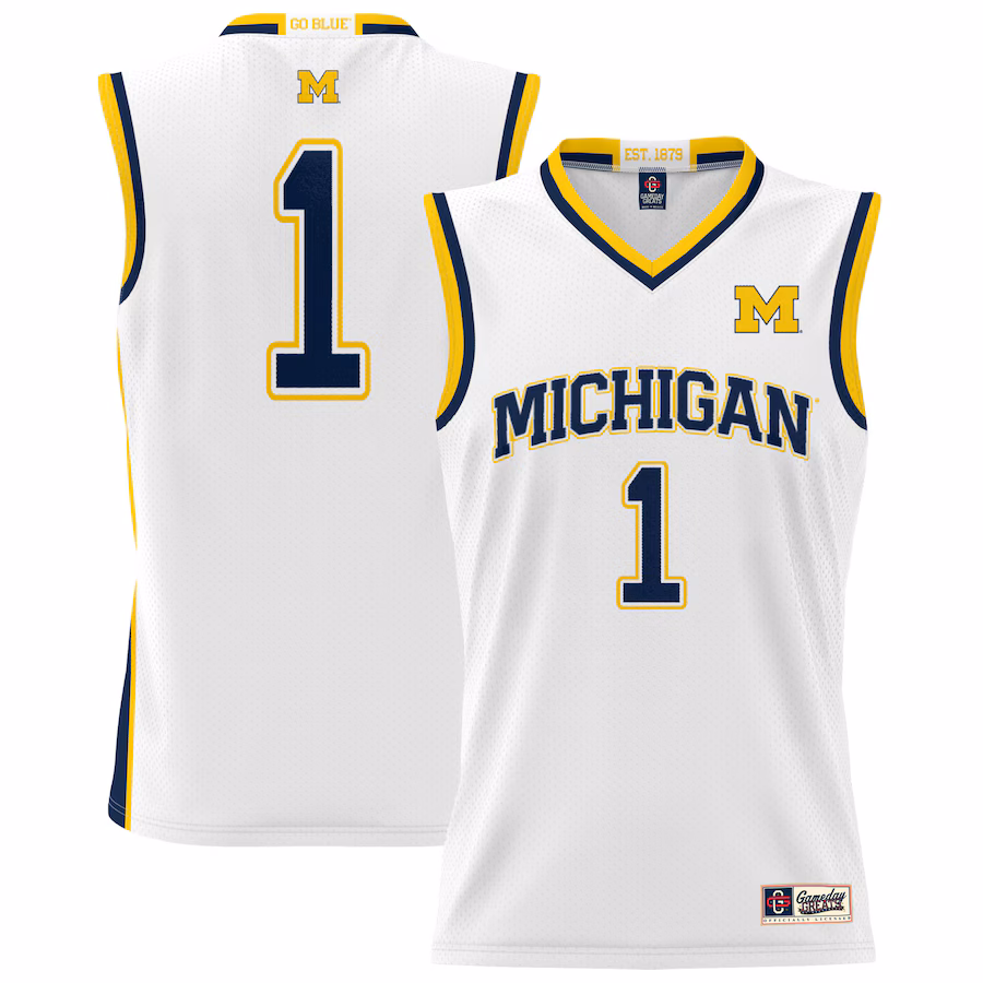Youth GameDay Greats #1 White Michigan Wolverines Lightweight Basketball Jersey - ujerseystore
