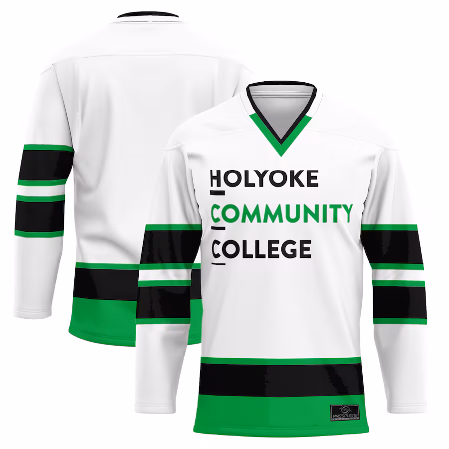 Men's ProSphere  White Holyoke Community College Hockey Jersey - ujerseystore