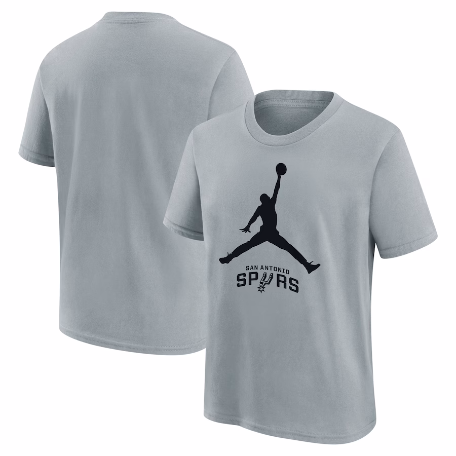 Youth San Antonio Spurs Jordan Brand Silver Essential Jumpman Logo T-Shirt - ujerseystore