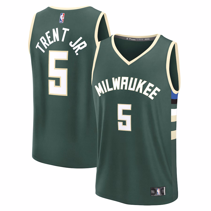 Men's Milwaukee Bucks Gary Trent Jr. Fanatics Hunter Green Fast Break Replica Player Jersey - Icon Edition - ujerseystore